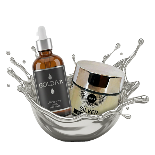 Gümüş Yüz Bakım Seti - Gümüş Suyu 100ml 360ppm - Gümüş Krem %100 doğal